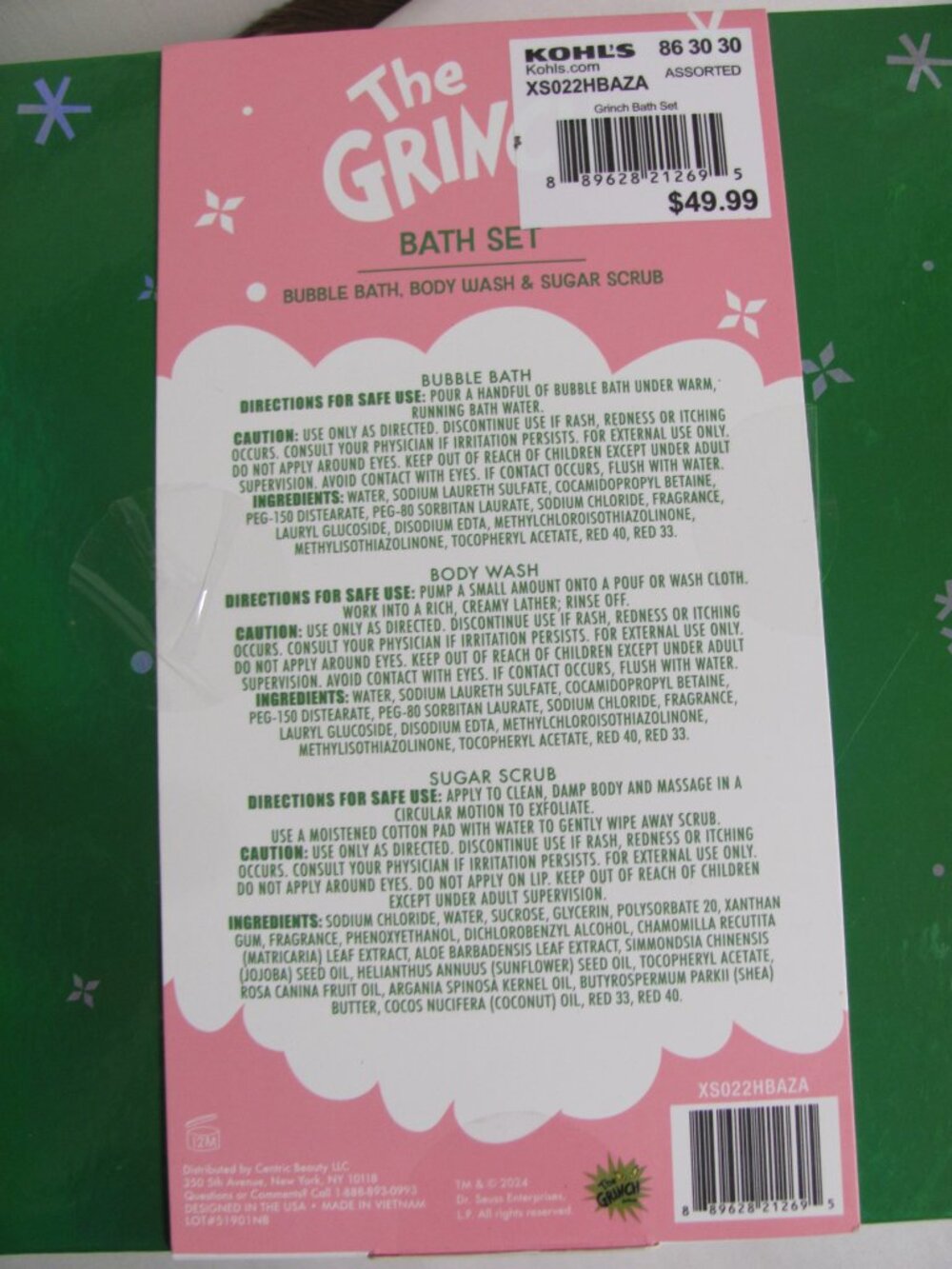 GRINCH 3 PIECE BATH SET NEW IN PACKAGE - Picture 6 of 7